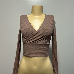 SHEIN Ribbed Brown Crop Top